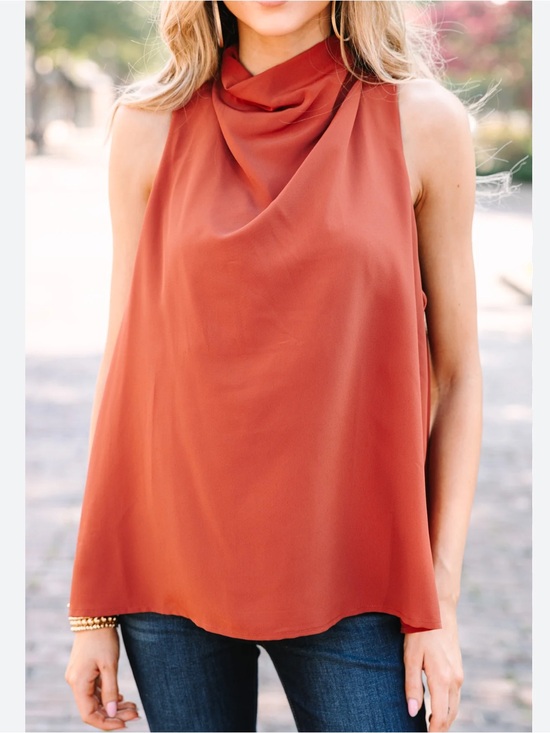 entro Tops - Entro Rust Orange Cowl Neck Sleeveless Tank Top Blouse Size S